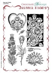 Rose and Thistle Rubber stamp sheet - A5